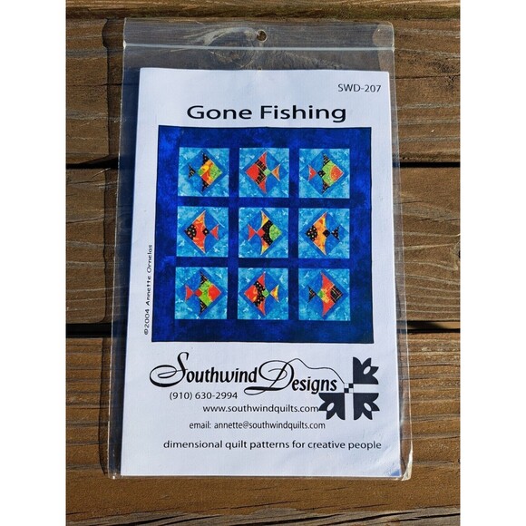 Gone Fishing Southwind Designs Quilt Pattern Fish SWD-207 51.5" x 51.5" - Picture 1 of 2